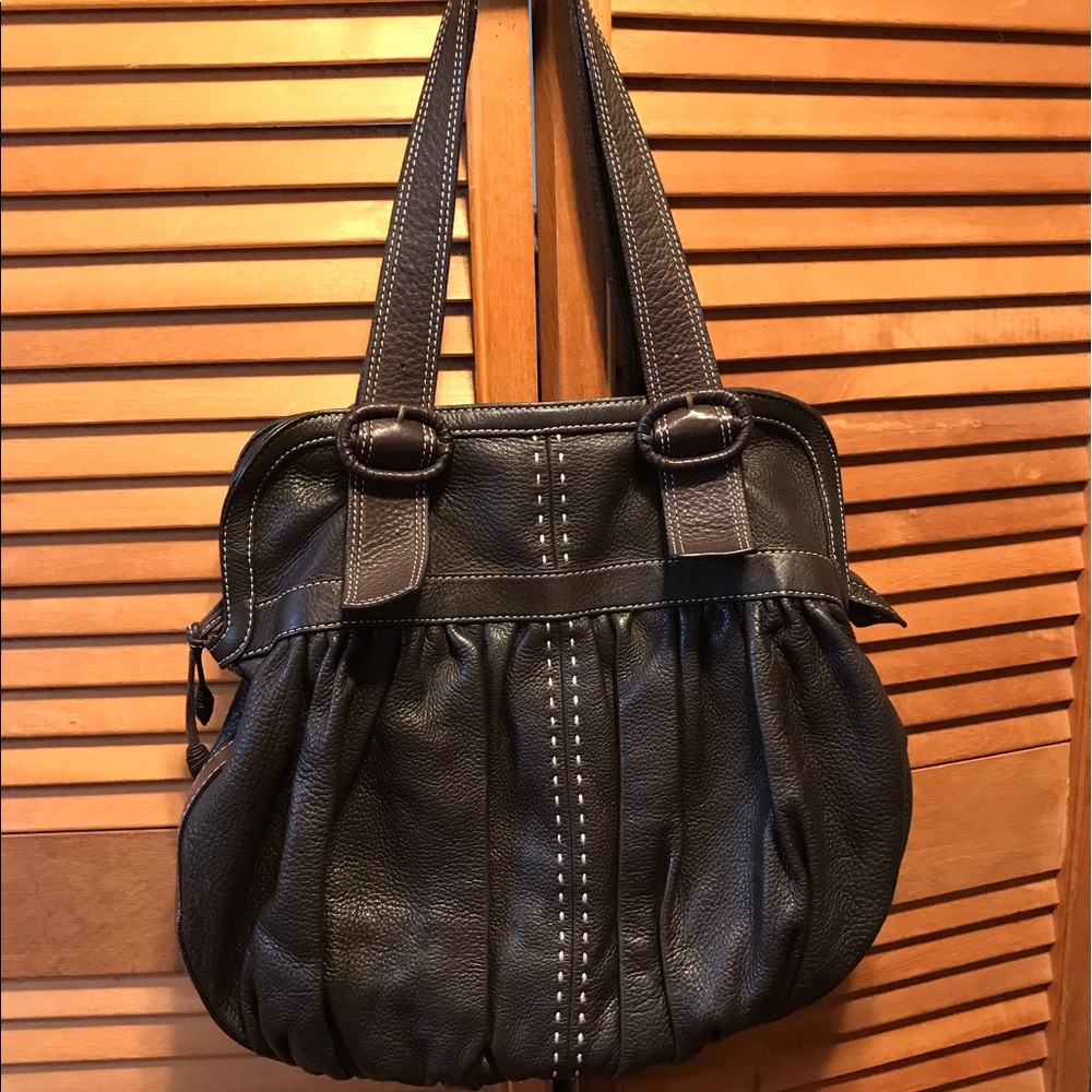 Cole Haan Chocolate Brown Pebble Leather Bag